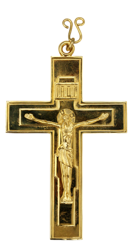 2.10.0166лп Крест латунный в позолоте с литьевым распятием