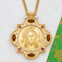 2.7.0706лп/1лп Панагия латунная со вставками в позолоте