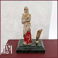 2.13.0173лфэ Скульптура пожарного с подставкой под ручку латунная на основании из акрила