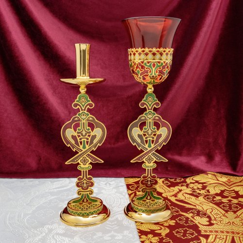 2.7.2672лпэ-К Набор напрестольный - лампада и подсвечники фото 3 2.7.2672лпэ-К Набор напрестольный - лампада и подсвечники фото 3