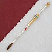 2.7.0072лф Стрючица латунная с голубыми камнями в позолоте и серебрении