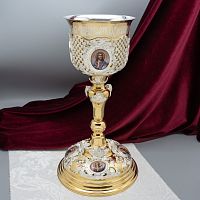 2.7.2759лп-2 Потир на 1л в позолоте с фрагментарным серебрением 