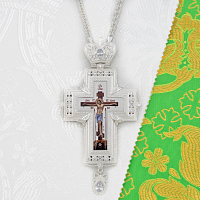 2.10.0273л-2/1л Крест латунный с белыми камнями в серебрении