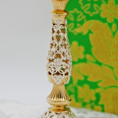 2.7.1602лф Подсвечник латунный с фрагментарной позолотой фото 3