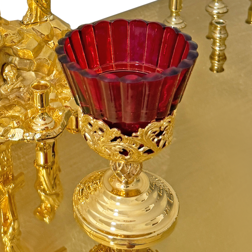 2.7.2979лпж Крышка панихидного стола стол на 120 свечей с литьевой голгофой и лампадой фото 3 2.7.2979лпж Крышка панихидного стола стол на 120 свечей с литьевой голгофой и лампадой фото 3