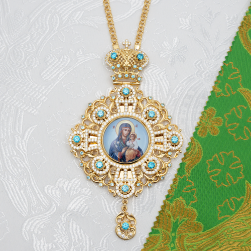 2.7.2291лп-2/1лп-К Архиерейский комплект латунный с голубыми камнями в позолоте фото 2 2.7.2291лп-2/1лп-К Архиерейский комплект латунный с голубыми камнями в позолоте фото 2