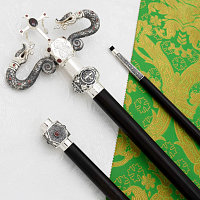 2.7.2317лр Жезл латунный с красными камнями в серебрении