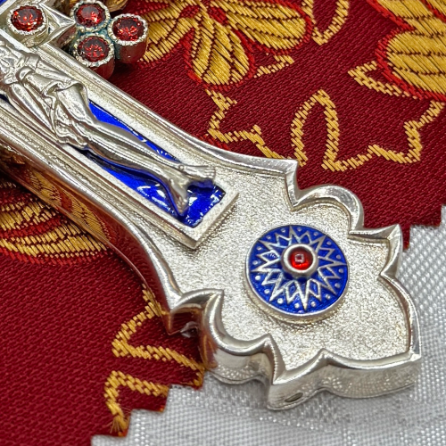 2.10.0616лэ/1л Крест наперсный в серебрении с эмалью фото 2 2.10.0616лэ/1л Крест наперсный в серебрении с эмалью фото 2