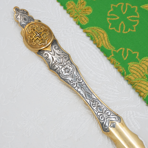 2.7.1434лпр Лжица латунная с патинированием в позолоте фото 4