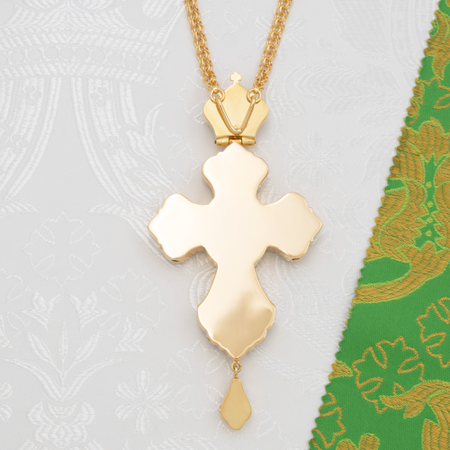 2.7.2334лп-2/1лп-К Архиерейский комплект латунный с белыми камнями в позолоте фото 7