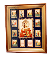 2.14.0143лп-84 Икона настенная латунная - Святая великомученица Варвара с житийными клеймами.