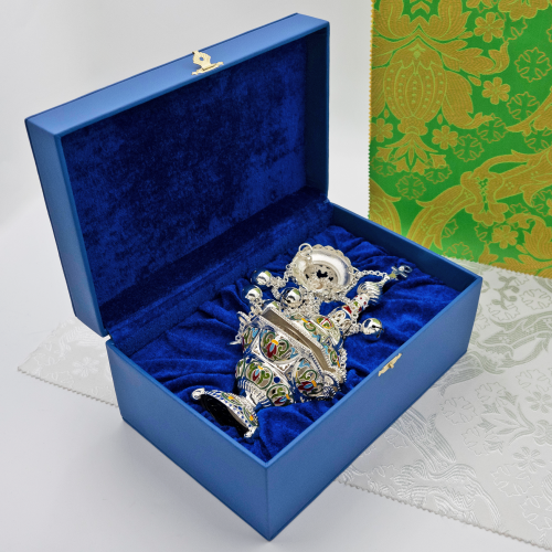 2.7.1945лэ Кадило латунное с эмалью в серебрении фото 2