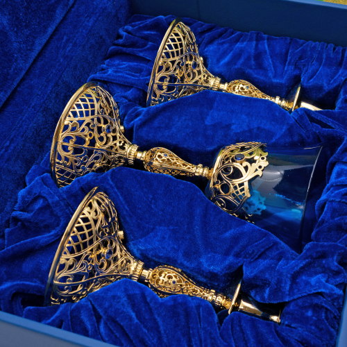 2.7.2669лп-К Напрестольный комплект латунный с синими камнями в позолоте фото 7 2.7.2669лп-К Напрестольный комплект латунный с синими камнями в позолоте фото 7