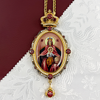 2.7.1288лп-2/1лп Панагия латунная с красными камнями в позолоте