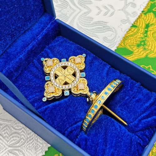 2.7.2690лпэ Крест на митру латунный в позолоте фото 2