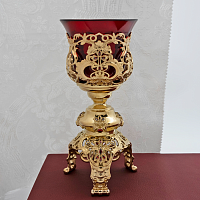 2.7.0570лп Лампада настольная латунная со вставками в позолоте