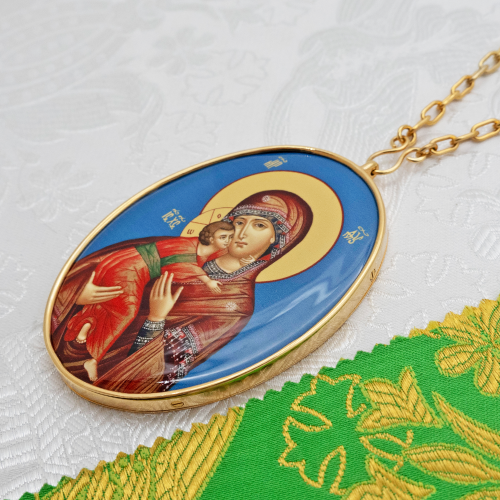 2.7.1532лп-2/10лп Панагия латунная в позолоте фото 2