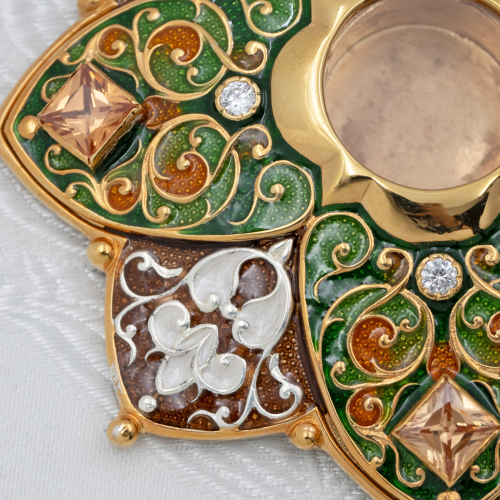 2.7.0631лф-М Мощевик латунный с вставками в позолоте и фрагментарным серебрением фото 6 2.7.0631лф-М Мощевик латунный с вставками в позолоте и фрагментарным серебрением фото 6