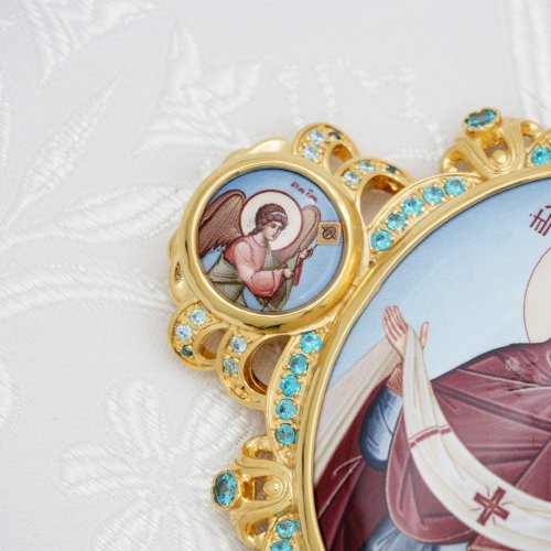 2.7.2005лп-2/1лп Панагия латунная с голубыми камнями в позолоте с цепью фото 8 2.7.2005лп-2/1лп Панагия латунная с голубыми камнями в позолоте с цепью фото 8